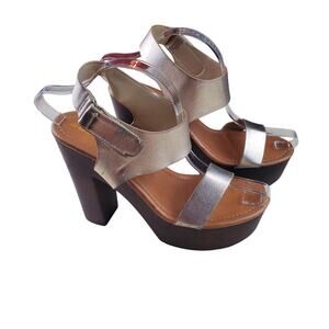 SODA | Platform Chunky Heel | Metallic  Pewter | Sandals  | Size 10
